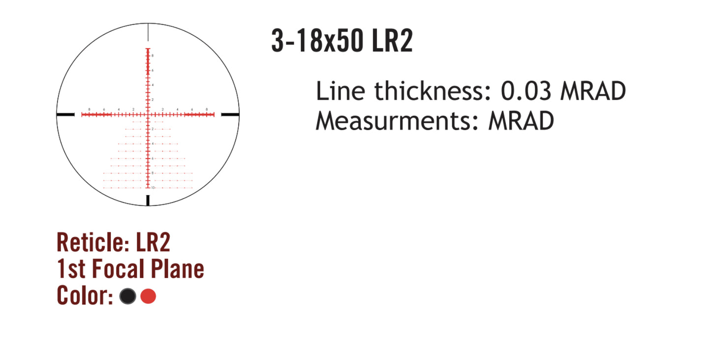Sightmark Presidio 3-18x50 LR2 FFP, Zielfernrohr